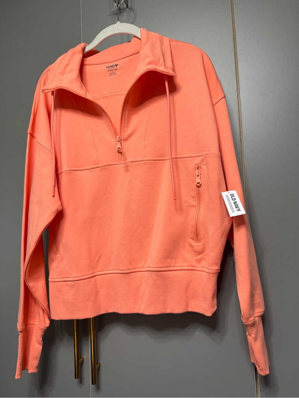 Old Navy Peach Half-Zip Pullover Hoodie for Women